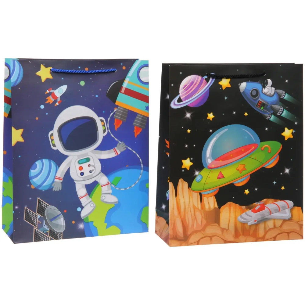 Пакет подарочный «Весёлый космос» 26*32*10 см, микс