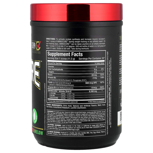 ALLMAX, AMINOCORE™ BCAA, со вкусом арбуза, 345 г (0,76 фунта)