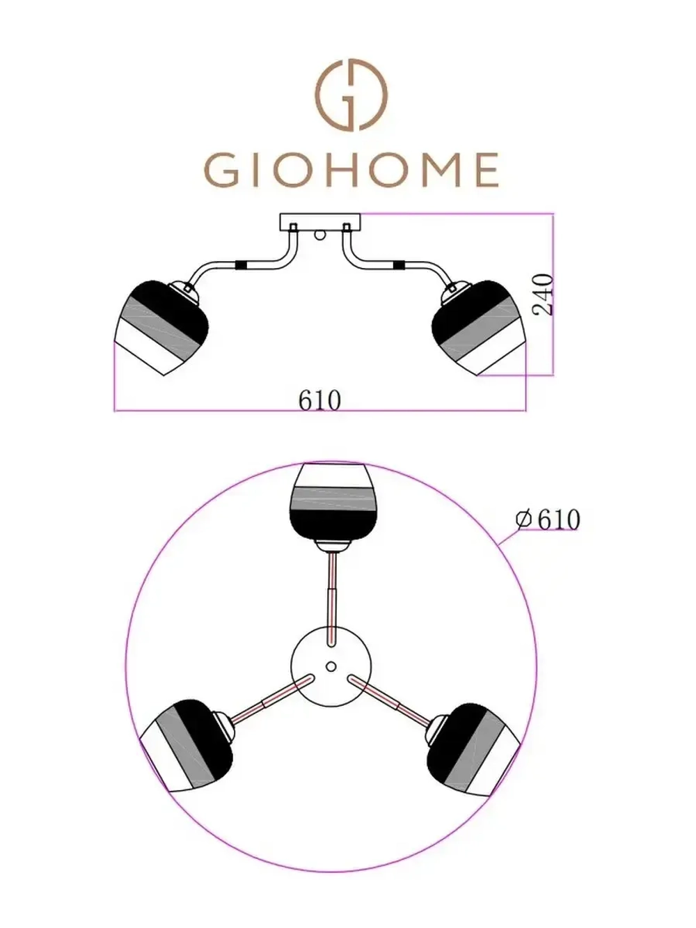 Люстра потолочная MIRIAM  E27*3*60W