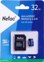 Карта памяти Netac P500 Standard 32GB + адаптер (NT02P500STN-032G-R)