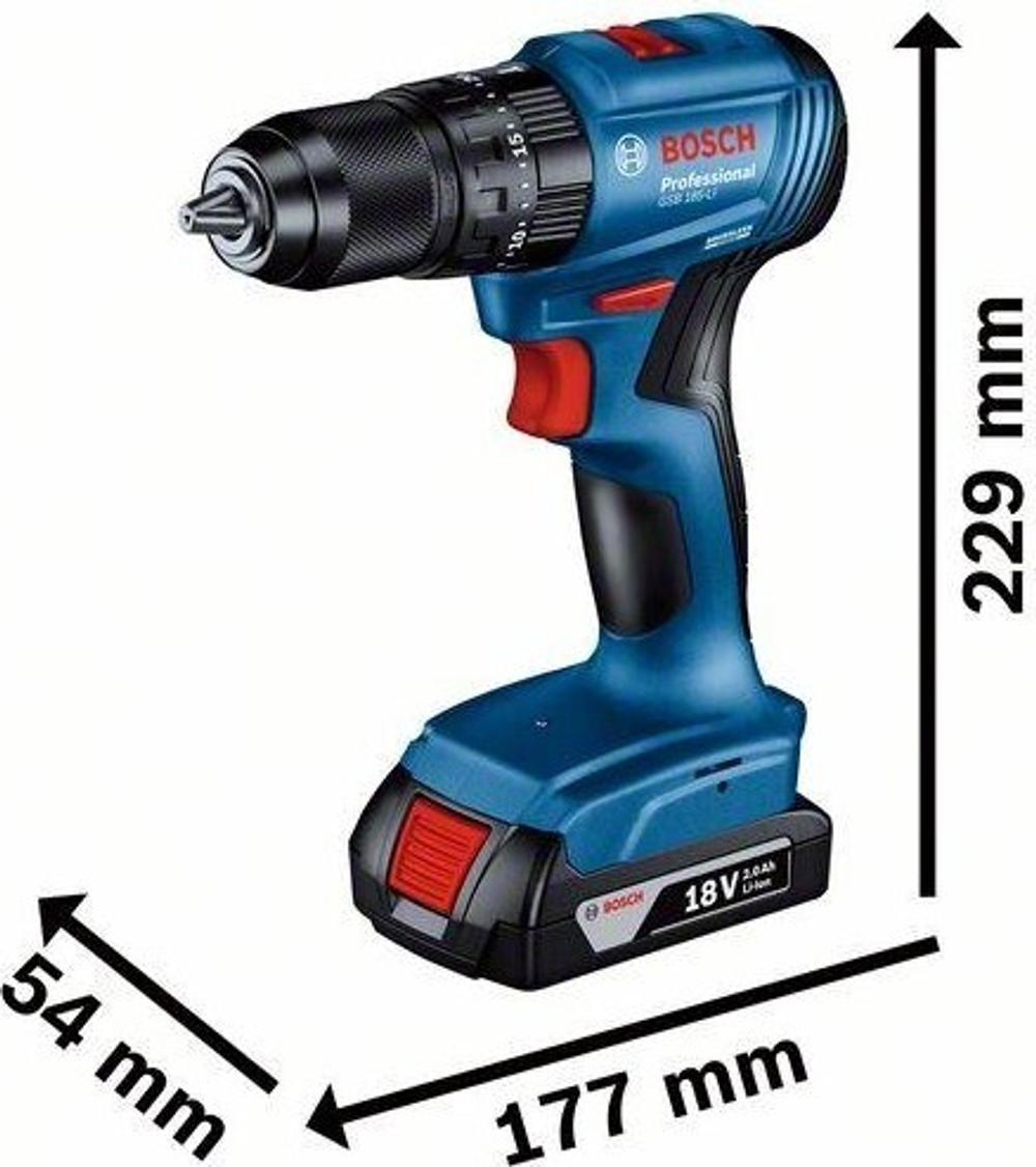 Дрель-шуруповерт аккумуляторная BOSCH GSB 185-LI ударная 06019K3100