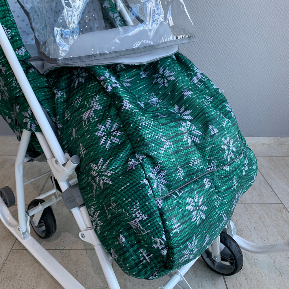 Коляска комбинированная (санки - коляска) «Наши детки 3-1К» зеленая (арт.  НДТ3-1К/6)