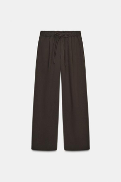 ZARA БРЮКИ С ЗАЩИПАМИ, ШОКОЛАДНО-КОРИЧНЕВЫЙ