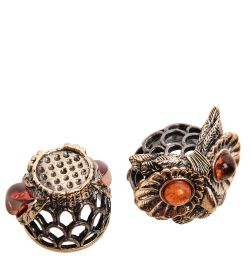 AM-2987 Наперсток «Совушка» (латунь, янтарь)