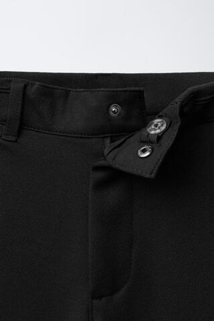 ZARA БРЮКИ С ПОЯСОМ В РУБЧИК, ЧЕРНЫЙ