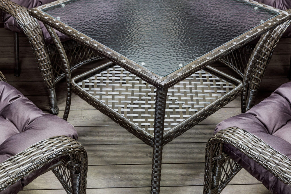 Садовый комплект из искусственного ротанга Мэдисон НЬЮ (Medison NEW) стол квадратный 80х80 + 4 кресла с подушками на сиденье и спинку