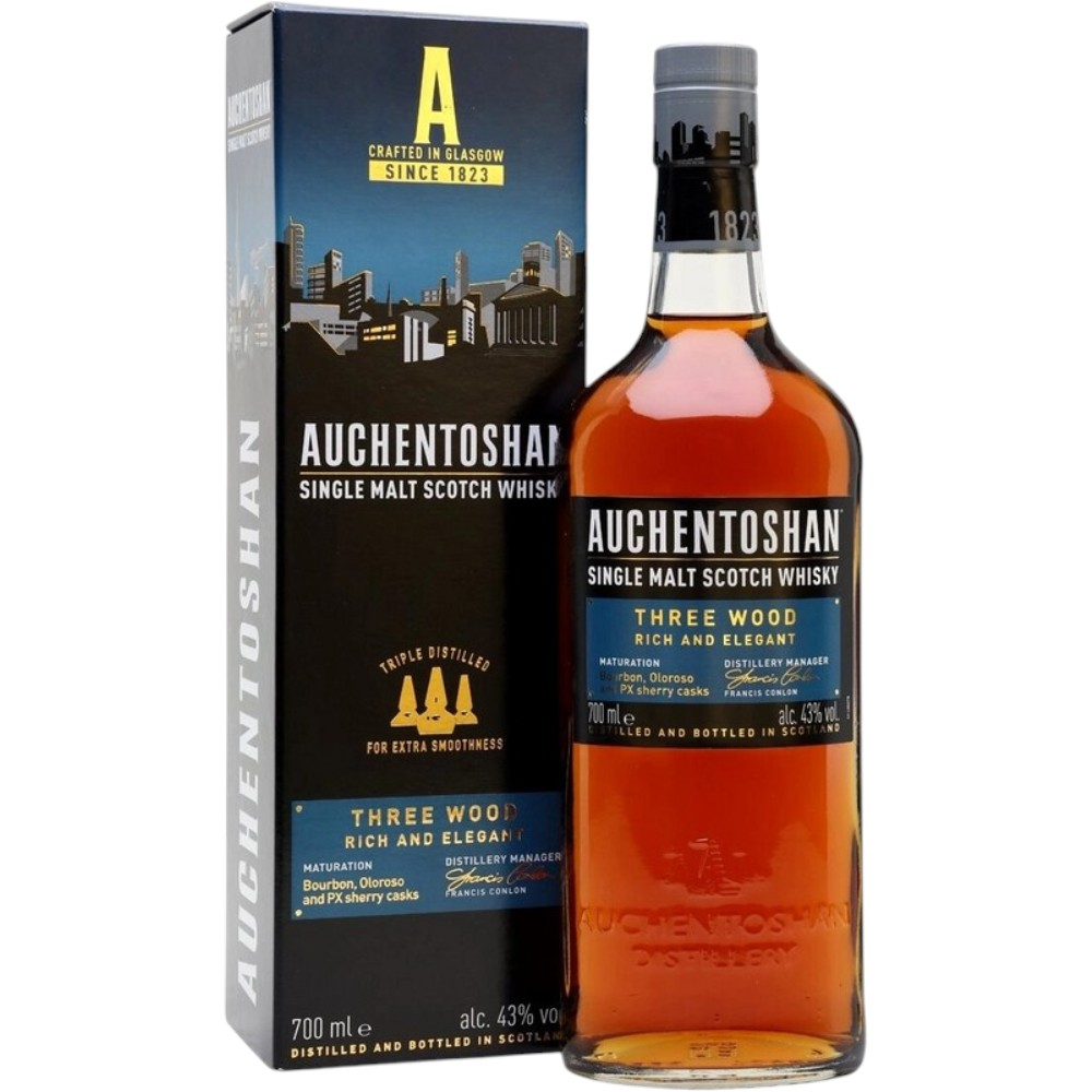 Виски Auchentoshan Three Wood 0,7 л. В подарочной коробке