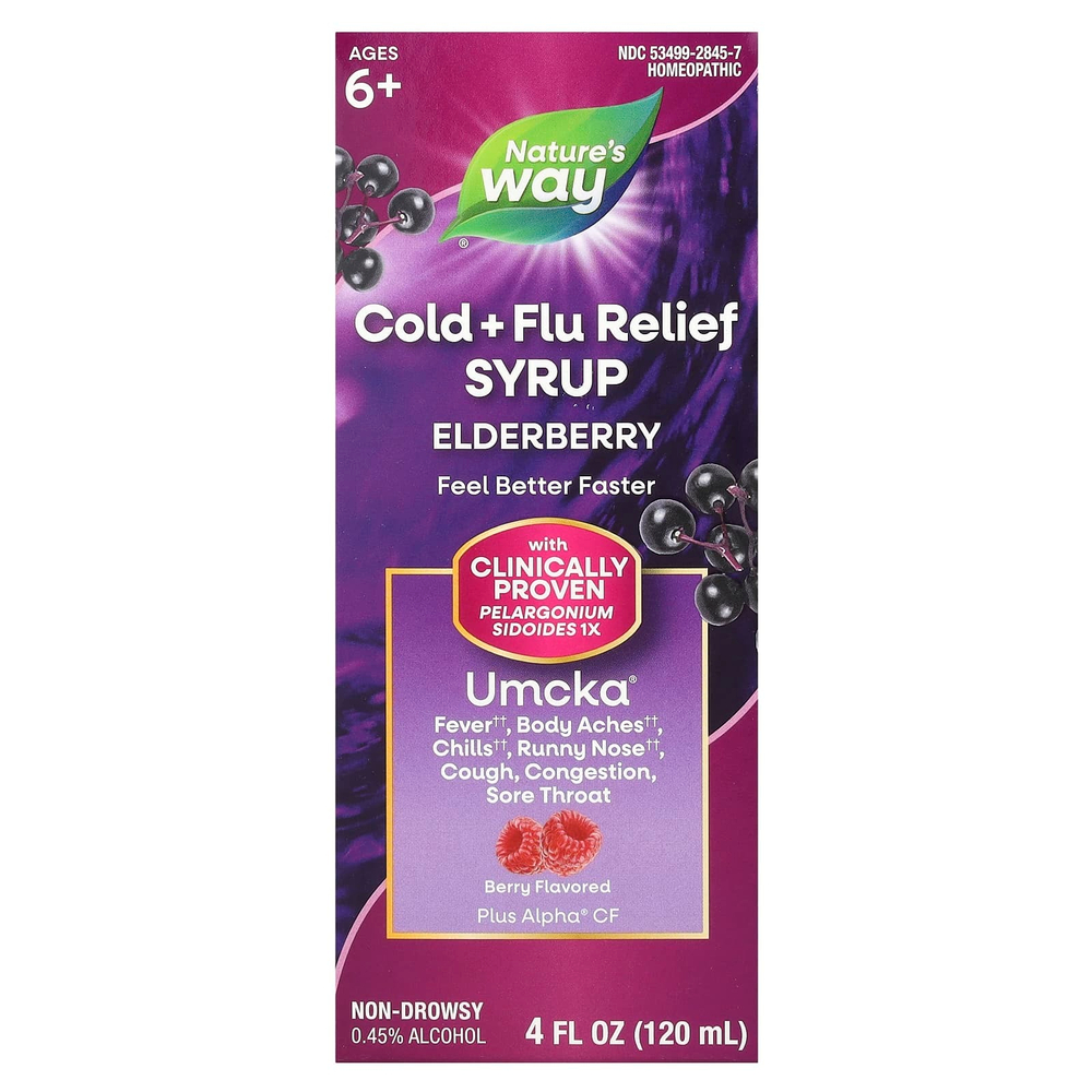 Nature's Way, Сироп от простуды и гриппа, бузина, Umcka®, для детей от 6 лет, ягоды, 120 мл (4 жидк. унц.)