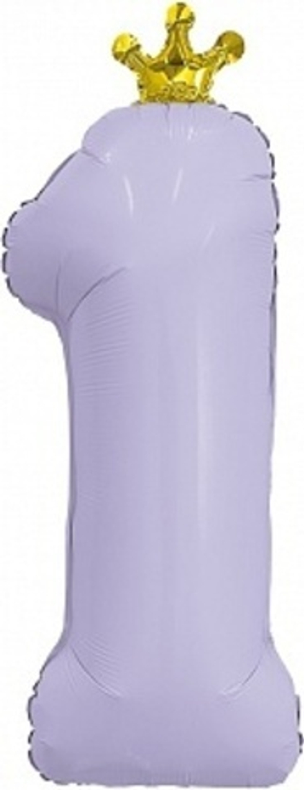 Р Цифра 1 Золотая корона Лаванда 32''/81 см