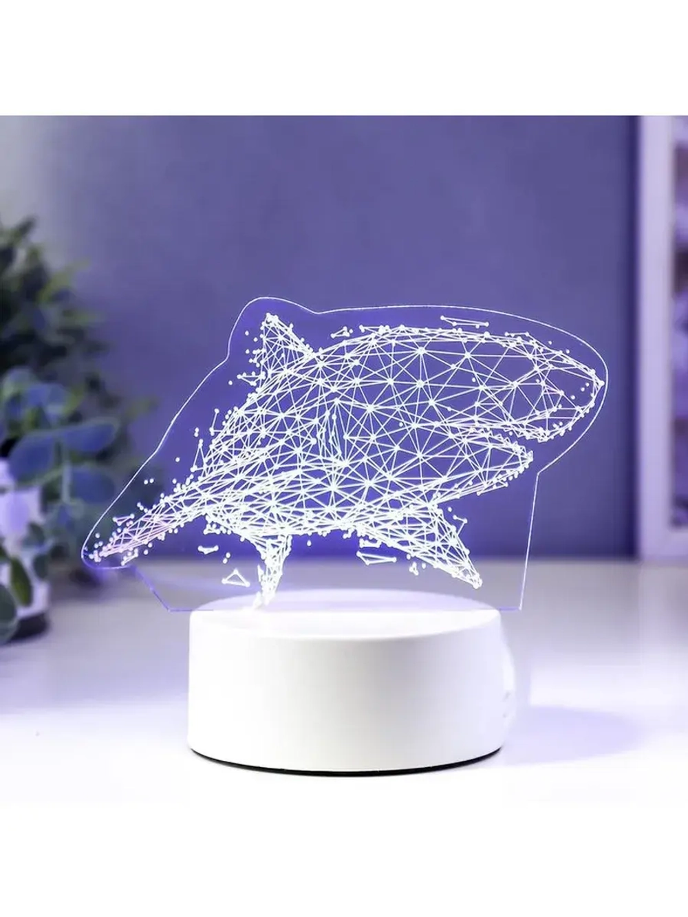 Светильник 3D ночник RISALUX «Большая акула», LED RGB, от се
