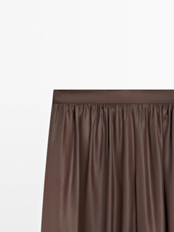 Massimo Dutti Свободные атласные брюки-баллон, коричневый