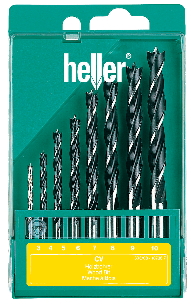 Набор спиральных сверл Heller CV по дереву (3-10 мм) (8 пр.)