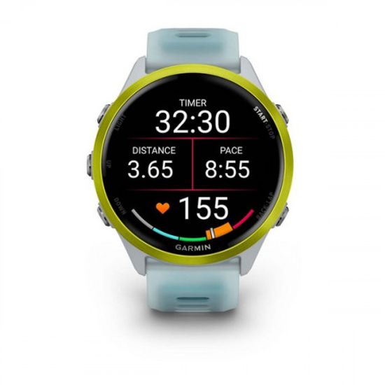 Garmin Forerunner 570 47 мм — желтый алюминиевый корпус, бело-бирюзовый ремешок