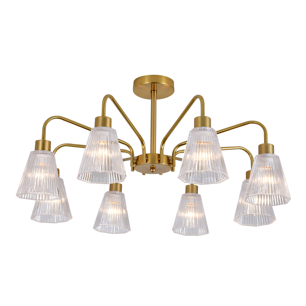 Люстра на штанге 8х40Вт Е14, металл/стекло, медь/прозрачный граненый