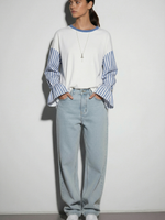 Лонгслив оверсайз GAMES женский Полоска Синяя