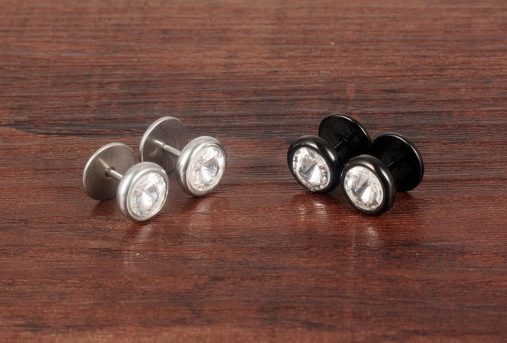 Серьги мужские с фианитом Steelman 88006