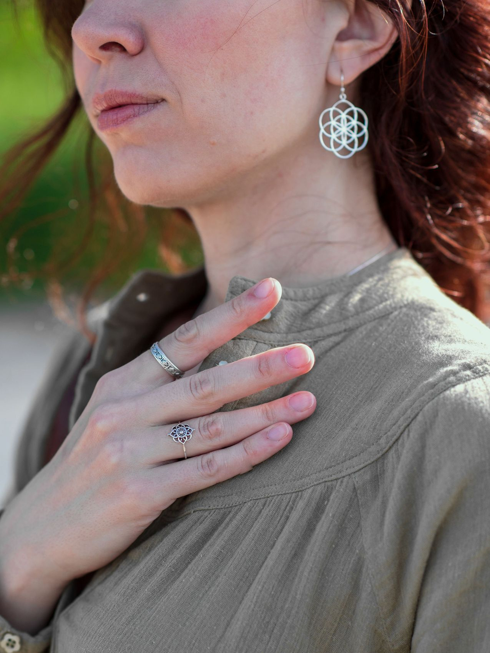 Серьги СЕМЯ ЖИЗНИ, серебро