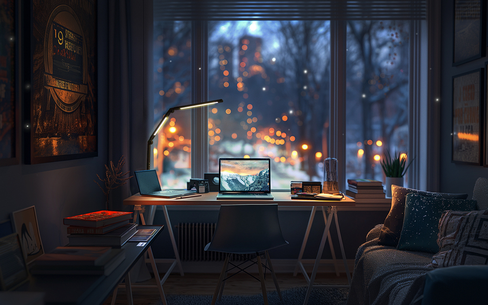 Светильник FRIENDME бестеневой настольный на струбцине светодиодный No.1 черный с двойным источником света. Яркость 1000 lum. 12W.