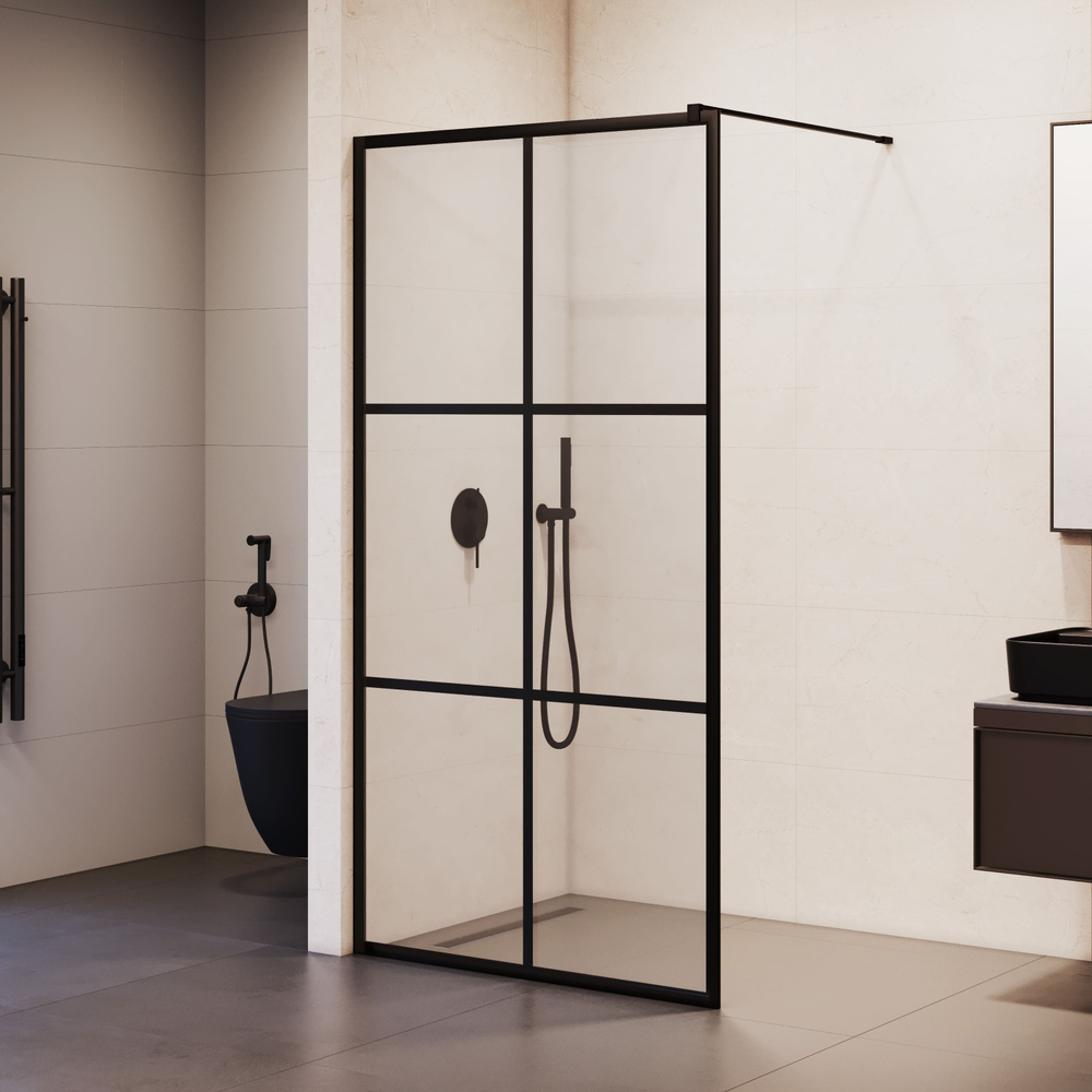 Душевая перегородка RGW WA-11B (Рисунок - черный принт (по периметру профиль), 1100)