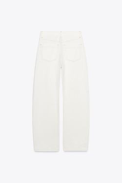 ZARA ДЖИНСЫ-БАНАНЫ TRF С ВЫСОКОЙ ПОСАДКОЙ, ЖЕЛТОВАТО-БЕЛЫЙ