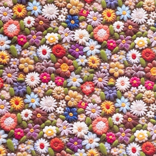 ИМИТАЦИЯ ЦВЕТОЧНОЙ ВЫШИВКИ #8, отрез 50 см 100% хлопок Handmade Fabrics 1