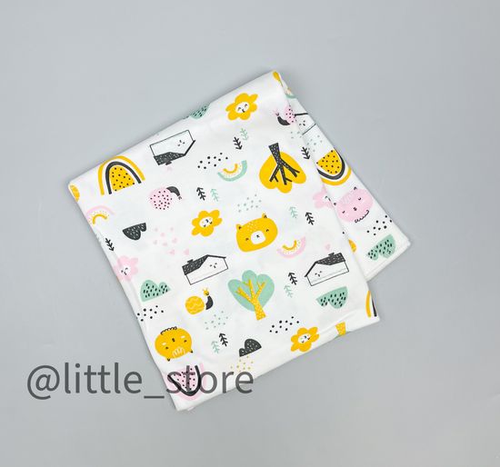 Пеленка хлопковая "Домик в лесу" молочная