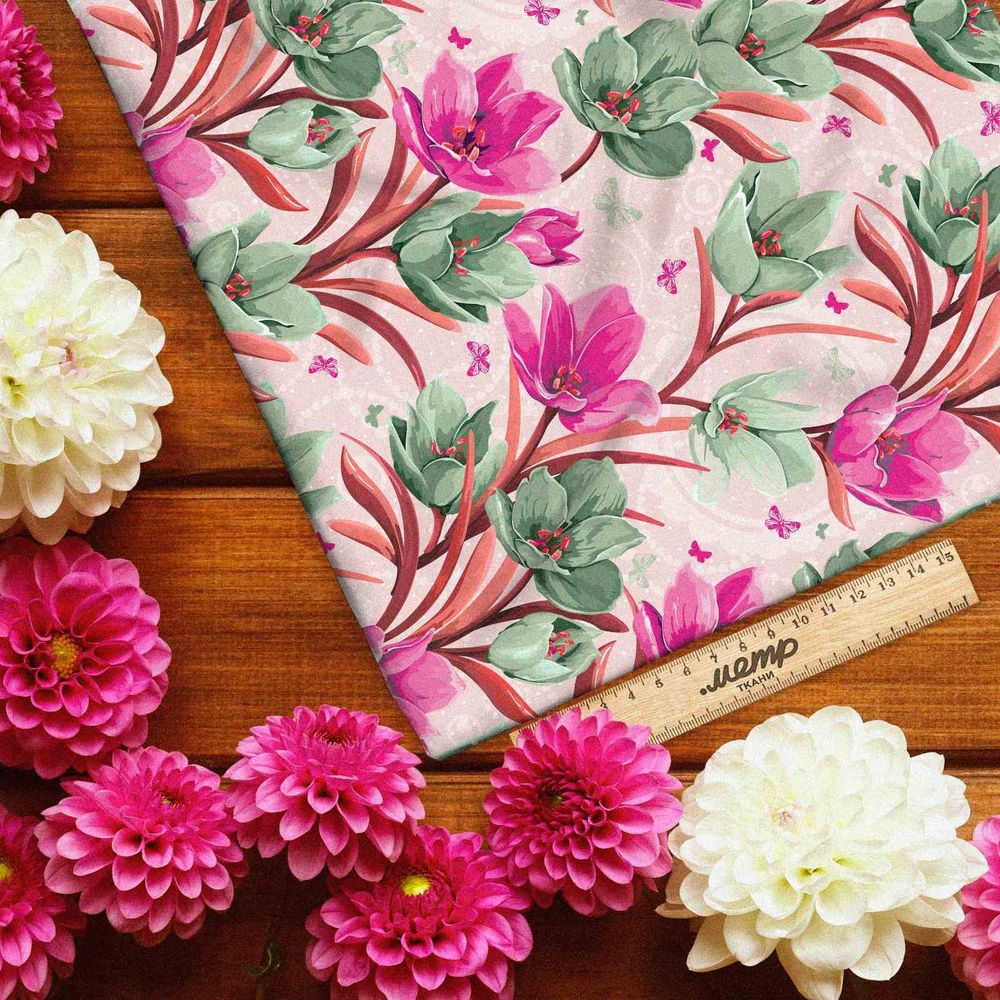 Ткань саржа цветочные расцвет