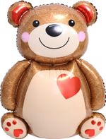 Шар (33''/84 см) Фигура, Мишка с сердцем, 1 шт.