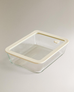 Zara Home пищевой контейнер из боросиликатного стекла, цвет кремовый, 22.6 см