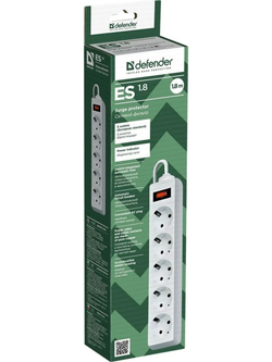 Сетевой фильтр на 5 розеток Defender 1.8 метра с евровилкой