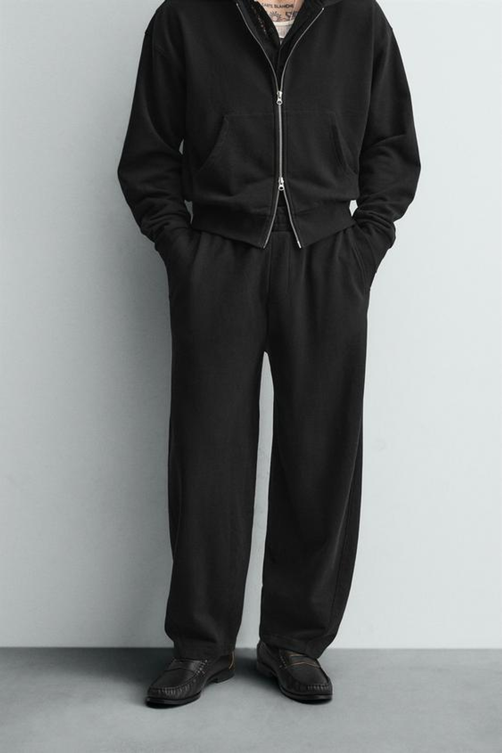 ZARA БРЮКИ-ДЖОГГЕРЫ BALLOON FIT, ЧЕРНЫЙ