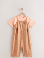 Комбинезон летний и футболка в комлекте для девочки Next E51-369, Бежевый, Светло-оранжевый