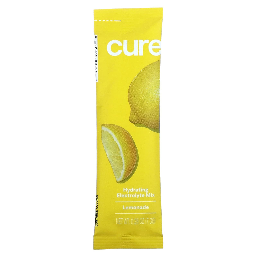 Cure Hydration, увлажняющая смесь электролитов, со вкусом лимонада, 14 пакетиков по 7,3 г (0,26 унции) каждый
