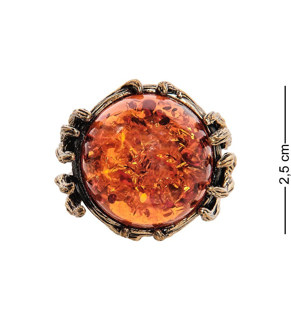 AM-2436 Кольцо «Дерево жизни» (латунь, янтарь)