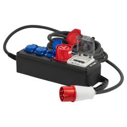 Удлинитель силовой ЭРА IND380-SF-4e-5x4-10m-IP44 380В на каучуковой колодке 4 розетки 1xCEE 5P/3xSCHUKO 10м КГ 5х4 | Силовые удлинители