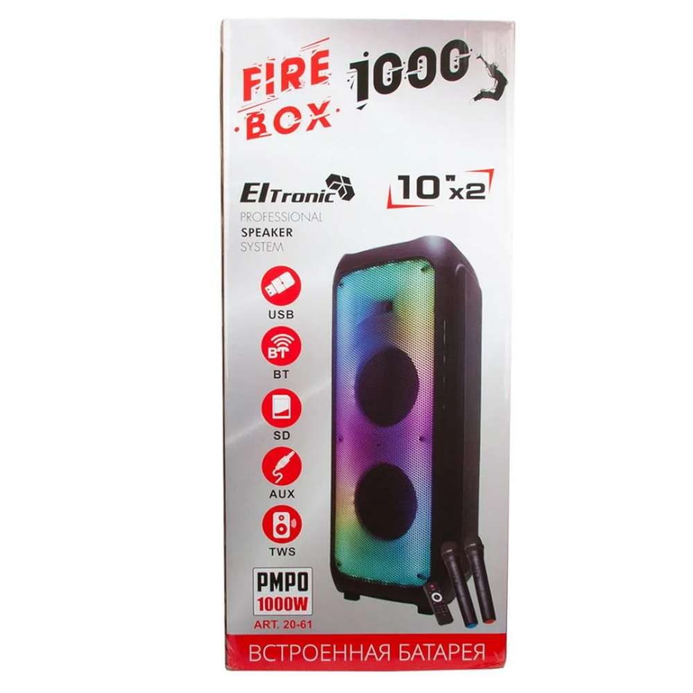 Колонка 10" (20-61) FIRE BOX 1000) динамик 2шт/10" ELTRONIC с TWS