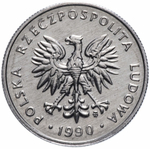 5 злотых. Польша. 1990 год. AU-UNC