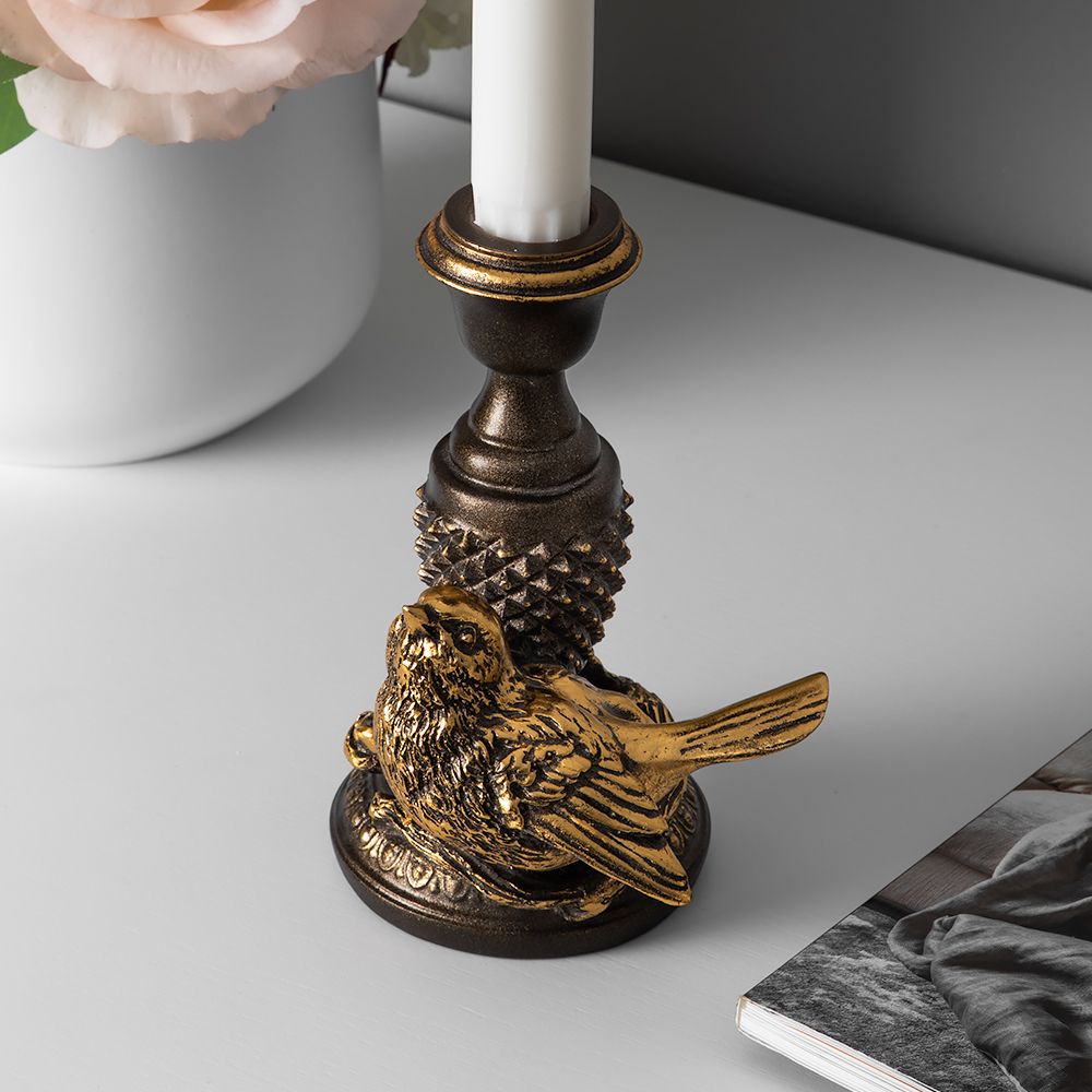 Подсвечник Птичка Терра правый Бронза