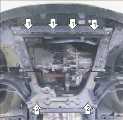 Защита картера двигателя, КПП. 2 мм, Сталь для Mercedes Citan 2013-2021, Motodor.71709