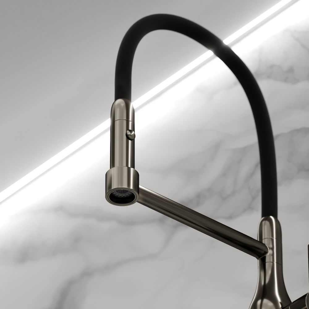 Смеситель для кухни Sancos Pride с гибким изливом, цвет вороненая сталь/черный, арт. SC4011GG