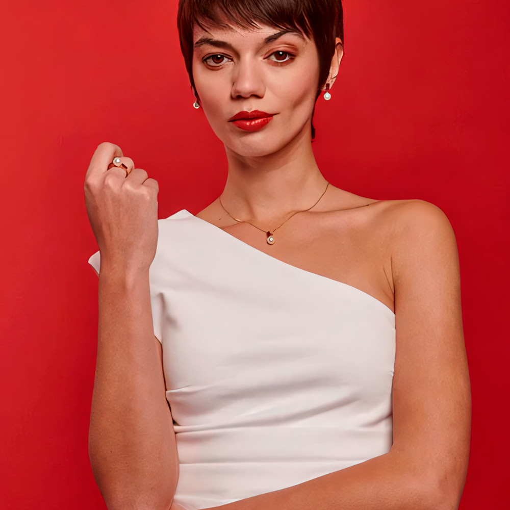 Подарочный комплект Majorica: серьги и кольцо Selene