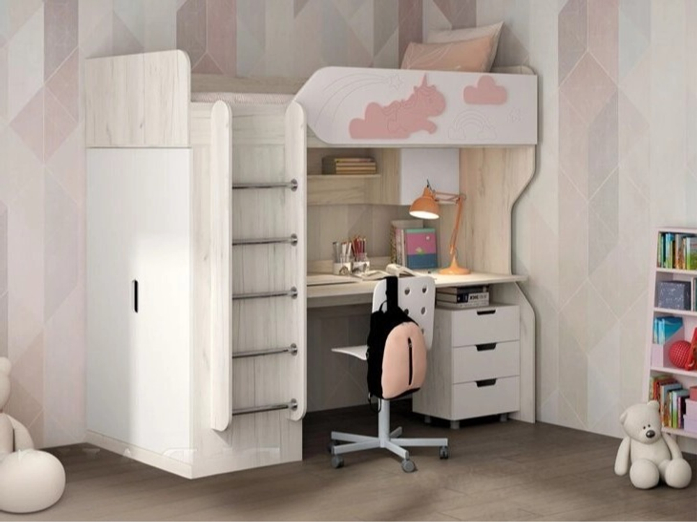 Детская 3Д Кровать чердак ДН-83,ДН-62 левое исполнение