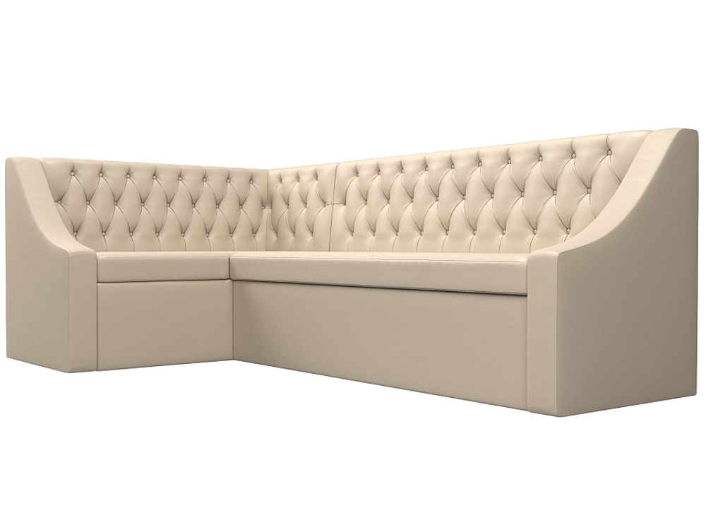 Диван кухонный угловой Мерлин левый угол, Бежевый, Экокожа, 100458L