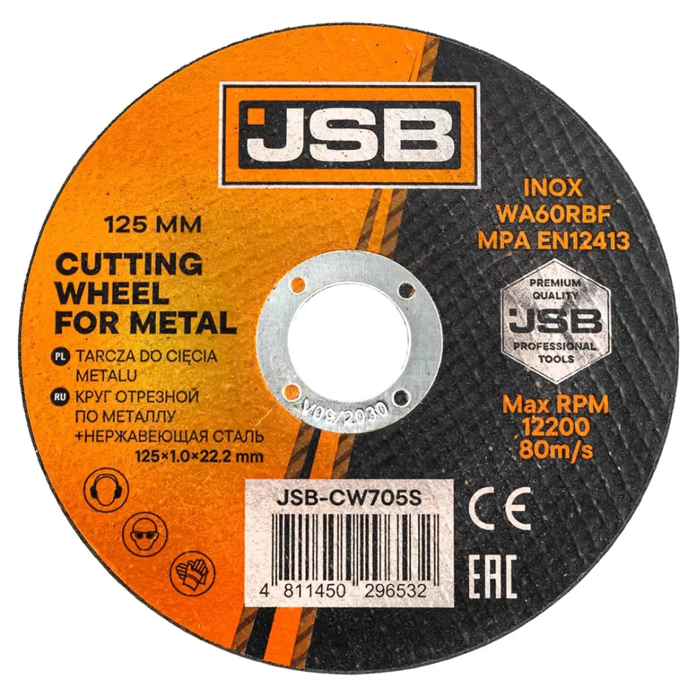 Круг отрезной по металлу и нержавеющей стали 125x1.0x22.2мм (к-т 30 шт) JSB JSB-CW705S[к-т 30 шт.]
