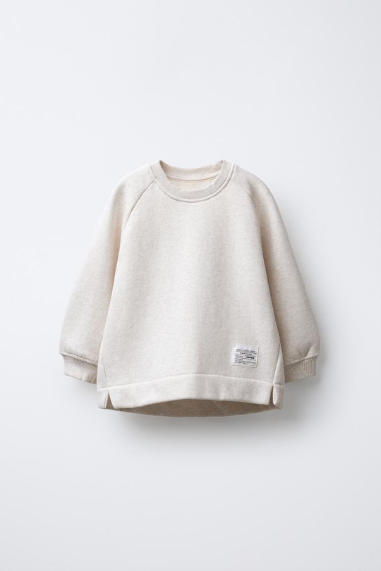 ZARA ОДНОТОННАЯ ТОЛСТОВКА С ЭТИКЕТКОЙ, ПЕСОЧНЫЙ МЕЛАНЖ