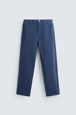 ZARA БРЮКИ STRAIGHT FIT, СИНИЙ