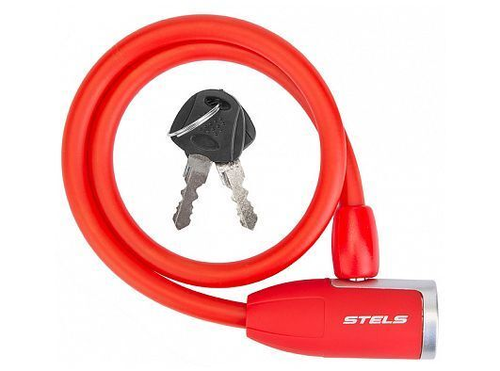 Трос-замок 84356 с ключом, со стальным тросом, 10х650 мм, красный, арт. 540052 (10216170/030821/0230904, Китай)