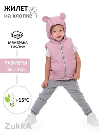 Жилетка утепленная с ушками и капюшоном осенняя