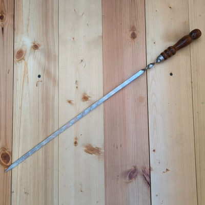 Шампур из нержавеющей стали, рукоять лакированный бук (РШ) 3*12*500 мм