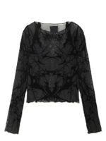 Женский Лонгслив Black Mesh With Flock Sigilism Print